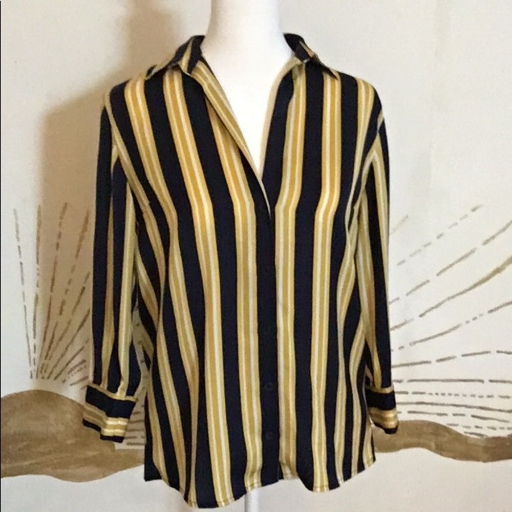 Express Women’s Career Fashion Sleek Striped Button Up Blouse